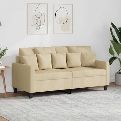 vidaXL - Tweezitsbank - 140 - cm - stof - crèmekleurig