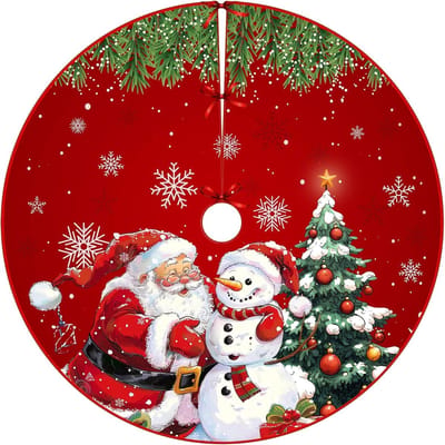 Kerstboomrok - kerstboomrok rood - 122CM - Kerst- en nieuwjaarsversieringen - Bevat patronen van de Kerstman, sneeuwpop en kerstboom