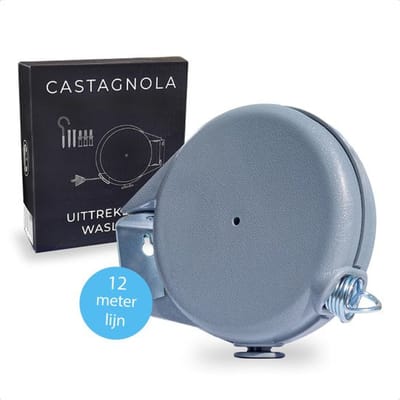 Castagnola Roldrooglijn - Waslijn Uittrekbaar - Waslijndraad - Drooglijn 12 Meter - Draagkracht tot 13 Kg