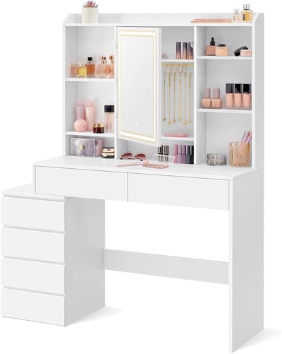 Make Up Tafel met Spiegel - Kaptafel voor Meisjes - Hollywood Spiegel met Verlichting - beauty station