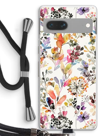 Case Company® - Hoesje met koord geschikt voor Google Pixel 7 hoesje met Koord - Wilde grassen - Telefoonhoesje met Zwart Koord - Bescherming aan alle Kanten en Over de Schermrand