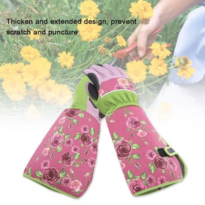 Gants de Jardinage Longs Rose Élagage Résistants aux Perforations Travail Cour Gant(Rose)