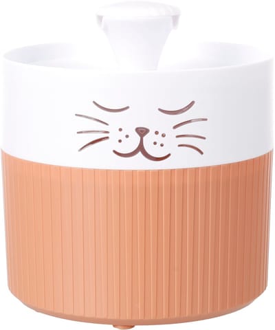 Drinkfontein kat – hond – 2L – Rond – Terracotta & Wit – Met koolstoffilter – Stille pomp – Lichtindicator – 18x20x18,5 cm – Flamingo Mali