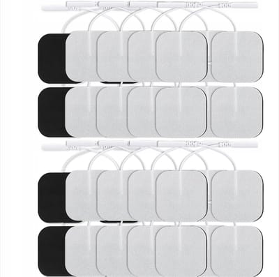 TENS/EMS elektrodepads - Elektrodetherapie massagepads - Zelfklevende elektroden van niet-geweven stof - Pulsmassagepads - 2 mm kabel - Gelmateriaal - 5*5 pin type - 40 stuks
