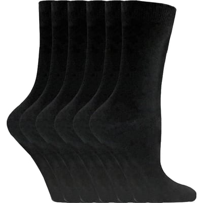 Set van 6 effen, casual katoenen damessokken - PL30 Zwart