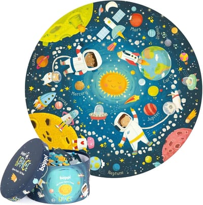 Ronde Puzzel Planeet Stelsel en Astronauten - 150 Stukjes - Duurzaam Speelgoed voor Kinderen 3-8 Jaar