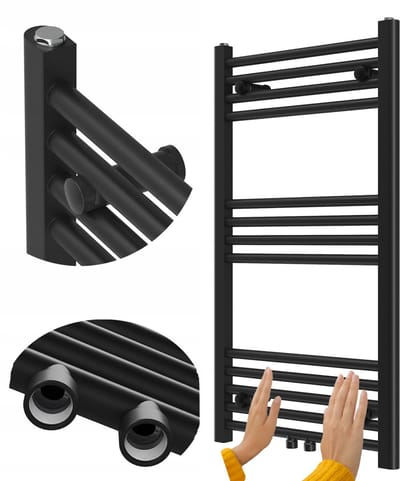 Granitan Badkamerradiator Raven - 90x50cm - Zwart - Ladderverwarming - Handdoekradiator