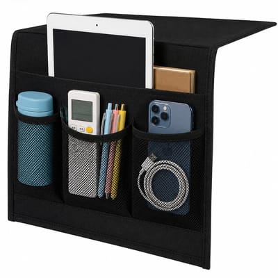 BOTC Bedside Pocket - Bed Organizer – Bank Organizer - Nachtkastje met opbergruimte - Classic 4 Pockets - Zwart