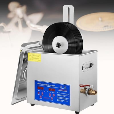 Ultrasone Vinyl Reiniger - Platenwasser - Vinylplaten Reinigen - 8 Platen Tegelijk - 6L - Zilver