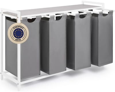 DnA® Wasmand 4 Vakken - Wasmand - Wassorteerder - Crème - 73cm x 111cm x 36cm