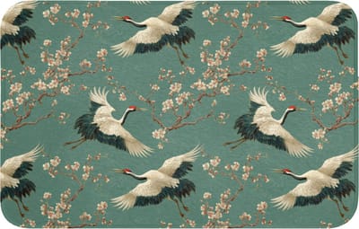 Badmat 80x50 cm - Antislip - Kersenbloesem - Kraamvogels - Groen - Badmatten voor badkamer - Badkamermat - Douchemat - Badkamer mat