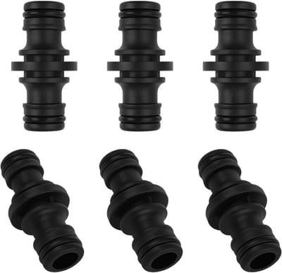 Set van 6 Tuinslang Koppelingen 1/2 Inch - Dubbele Stekker Verbindingen voor Tuinirrigatie, Landbouw en Auto Wassen