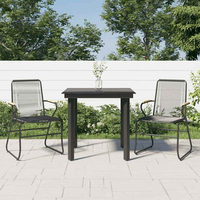 vidaXL - 3-delige - Tuinset - PVC-rattan - zwart