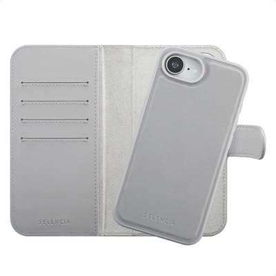 Selencia Hoesje - Geschikt voor Apple iPhone 17e / 16e - Olyn Uitneembare Bookcase geschikt voor MagSafe - Grijs