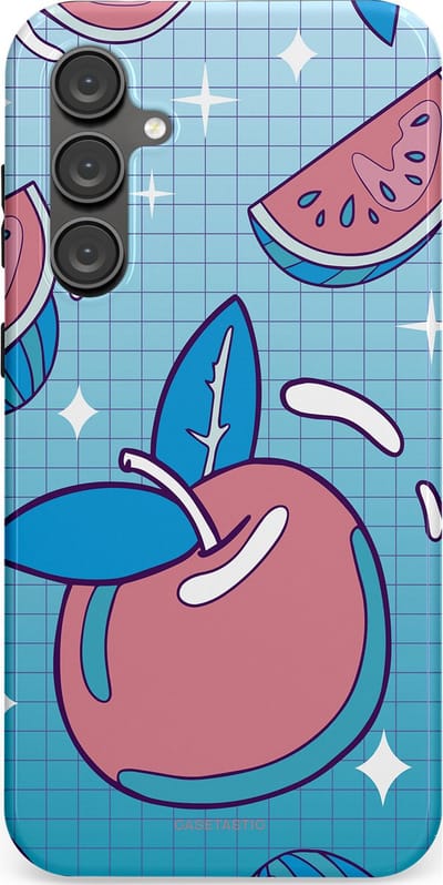 Casetastic Hoesje Geschikt voor Samsung S23 FE - Stijlvolle Beschermende Duo-layer Case - Fruitige appel ruitjes