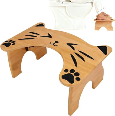 Toiletkruk - Hurkstoel - Comfortabel Zitten - Antislip Bodem - 18 cm Hoog - Houtkleur
