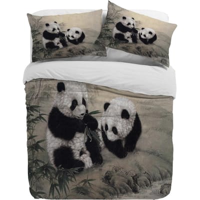 Dier Panda Bamboe Inkt Schilderij Dekbedovertrek Met Kussensloop Aangepaste 3-delige Beddengoedset Dekbedovertrek Tweepersoonsbed Hometextiel 140x200cm 3pcs