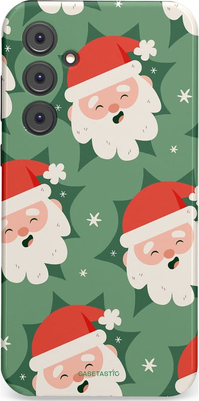 Casetastic hoesje geschikt voor Samsung Galaxy A35 - Dubbellaagse bescherming - Vrolijke Kerstmannen in de Sneeuw - Fashion Case - Saliegroen Wit Perzik Crème