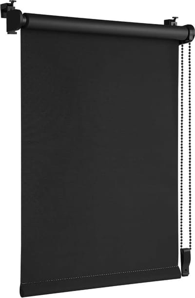 Verduisteringsrolgordijn, thermische jaloezie, 95 x 210 cm, zwart, boren niet nodig, met coating in dezelfde kleur, Oeko-Tex Standard 100, privacyscherm, zonwering, Klemmfix voor ramen en deuren