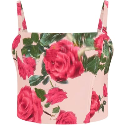 GUESS  Eco Raissa Bustier Top Blurred Roses Print Taglia: XS | Canottiere Outlet | Donna | Rosa