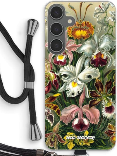 Case Company® - Hoesje met koord geschikt voor Samsung Galaxy S24 Plus hoesje met Koord - Haeckel Orchidae - Telefoonhoesje met Zwart Koord - Bescherming aan alle Kanten en Over de Schermrand