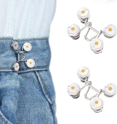 2-in-1 Verstelbare Jeansriemknoppen - Afneembare Decoratieve Tailleknop voor Broeken - Geen Naaien of Gereedschap Nodig - Voor Vrouwen en Mannen - Pasvormverbeteraar voor Jeans en Broeken