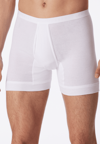 SCHIESSER Original Feinripp short (1-pack) - met gulp en lange pijpen - wit