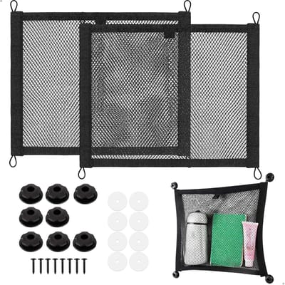 Famanu - Camper opbergnet set van 2 robuuste netorganizers voor bus camper en boot