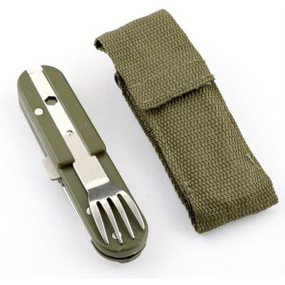 Armée vert pliant Portable en acier inoxydable Camping pique-nique couverts couteau fourchette cuillère décapsuleur couverts vaisselle voyage Kit vert d’armée
