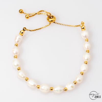 OZ Jewels – Parel Charm Armband – 18K Verguld – Vrouwen – Verstelbare