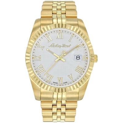 Mathey-Tissot Mathy III Romeins Goudkleurig Roestvrij Staal Witte Wijzerplaat Quartz H810PBRI Herenhorloge wit