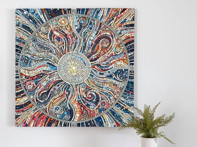 Line art mos schilderij | Abstracte lijnen dansen door natuurlijke mosschildering in harmonie | Kunst - 100x100 centimeter op Forex | Foto op Forex