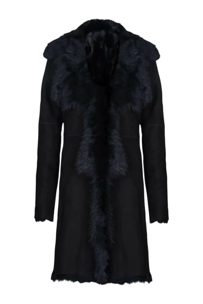 Zwarte Toscaanse schapensuède leren trenchcoat voor dames - Celeste
