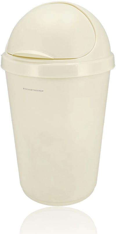 Prullenbak 50 Liter Crème – Grote Afvalemmer met Schommeldeksel – Kunststof Vuilnisbak voor Keuken, Tuin of Kantoor