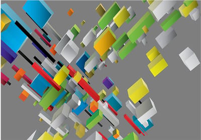 Fotobehangkoning - Behang - Vliesbehang - Fotobehang 3D Geometrie - Color puzzle - 400 x 280 cm