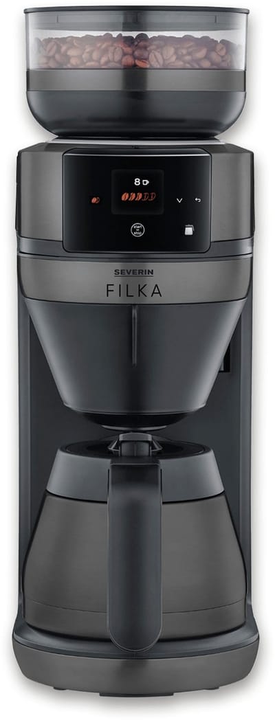 Severin KA 4855 FILKA Filterkoffiezetapparaat – Volautomaat – Bonen & Filterkoffie – 5 Sterktes – Touch Display – Dark Inox – Thermoskan
