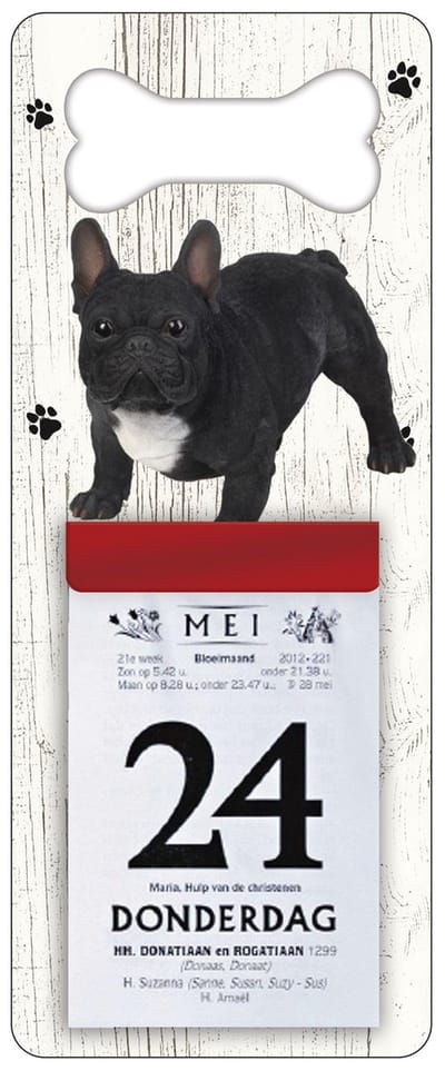 Scheurkalender 2027 Hond: Buldog zwart
