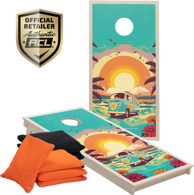 Wicked Wood Games – Cornhole Set “Hippy Design” – 120x60 cm – Inclusief 2 Boards en 8 Zakjes – 100% Hout – Officiële ACL Licentie
