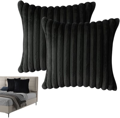 OKWISH Kussenslopen – Zwarte Kussenslopen Set Van 2 Met Fluweel, Comfortabele Sierkussenslopen Met Rits Voor Woonkamer En Slaapkamer – 50x50 Cm – Fluweel – Zwart