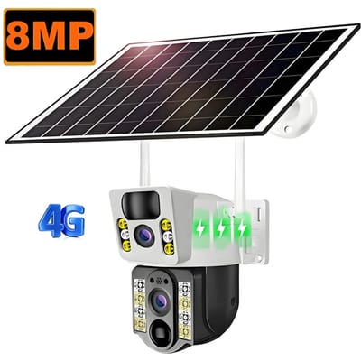 Caméra solaire extérieure sans fil Wifi 4K 8MP 4G Sim Surveillance double écran Panneau étanche IP Vidéo CCTV Caméras à énergie solaire 4G Camera