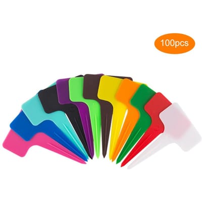 100 Stuks Willekeurige Plastic Plantenlabels Waterdicht Kwekerij T-Type Tuinlabels Plantenmarkeringen multi