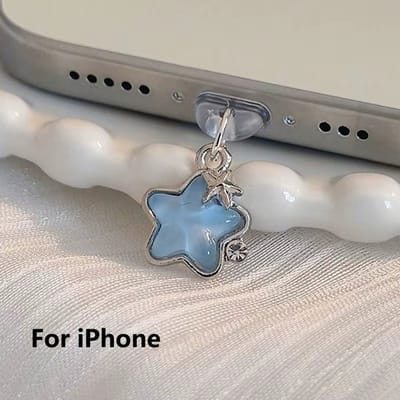 Leuke Telefoon Stofplug met Kristal Ster – Anti-Stof Plug & Charm Hanger – Geschikt voor iPhone – Decoratief Accessoire voor Oplaadpoort Bescherming
