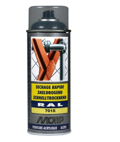 Motip industrial acryllak hoogglans RAL 7016 antraciet grijs - 400 ml.