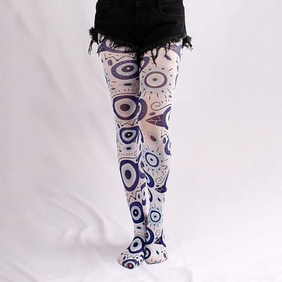 Sexy Dameskousen Duivels Oog Vintage Geprinte Panty's Dunne Maillots Voor Lente Herfst Punk Stijl Halloween Kousen One Size gray