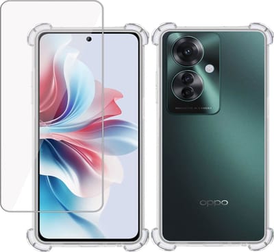 Hoesje + Screenprotector geschikt voor OPPO Reno 11F – Tempered Glass - Extreme Shock Case Transparant