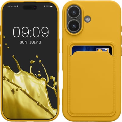 kwmobile telefoonhoesje geschikt voor iPhone 17 - Hoesje met pasjeshouder - TPU case in stralend geel