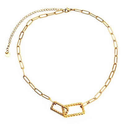 Dottilove Paperclip Ketting Dames - Geel Gold Plated op RVS - Schakelketting