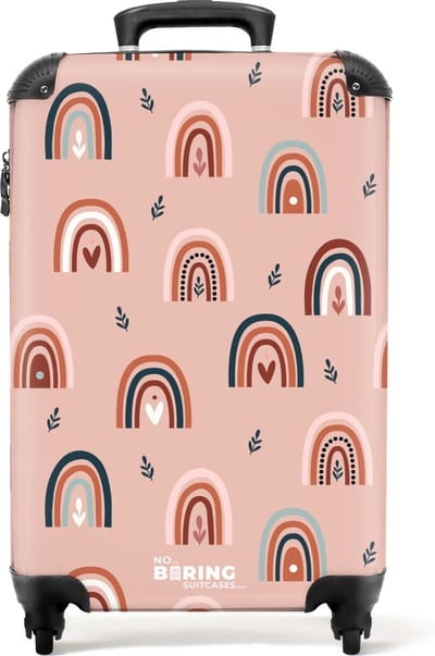 NoBoringSuitcases.com® - Kinderkoffer meisje - Kindertrolley meisjes - Regenboog roze - Handbagage koffer lichtgewicht - Reiskoffer trolley kinderen - Rolkoffer met wieltjes - Past binnen 55x40x20 en 55x35x25