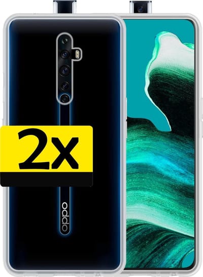 Hoesje - 2 Stuks - Geschikt voor OPPO Reno 2 - Sterk & Shockproof - Case Siliconen - Back Cover - Telefoon Hoes - Telefoonhoesjes - Transparant