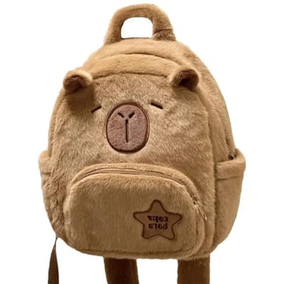 Grote Schoolrugzak Kawaii Capybara Pluche Veelzijdig Cartoon Grappige Capibala Crossbody Tassen terug naar school anime beige